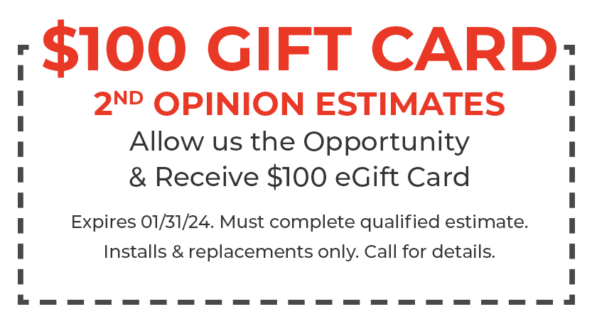 Coupon - $100 Gift Card on 2nd Opinions for HVAC or Plumbing Install or Replacement Job.